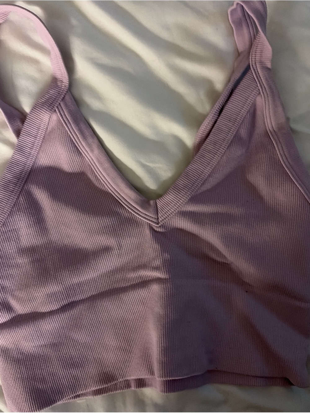 Women's Ribbed V‑Neck Bralette — Lavender